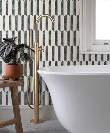 โมเสคหินอ่อน TIMELESS TILES รุ่น ROYAL FEATHER 23.5X28.5 ซม. สีเขียว EMERALD GREEN_3
